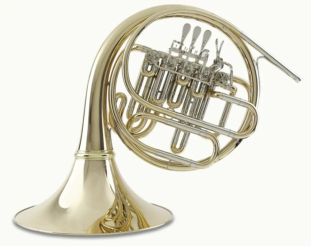 1/12th Non-Working Miniature Brass Color French Horn wi Case Vemars #MM306S 