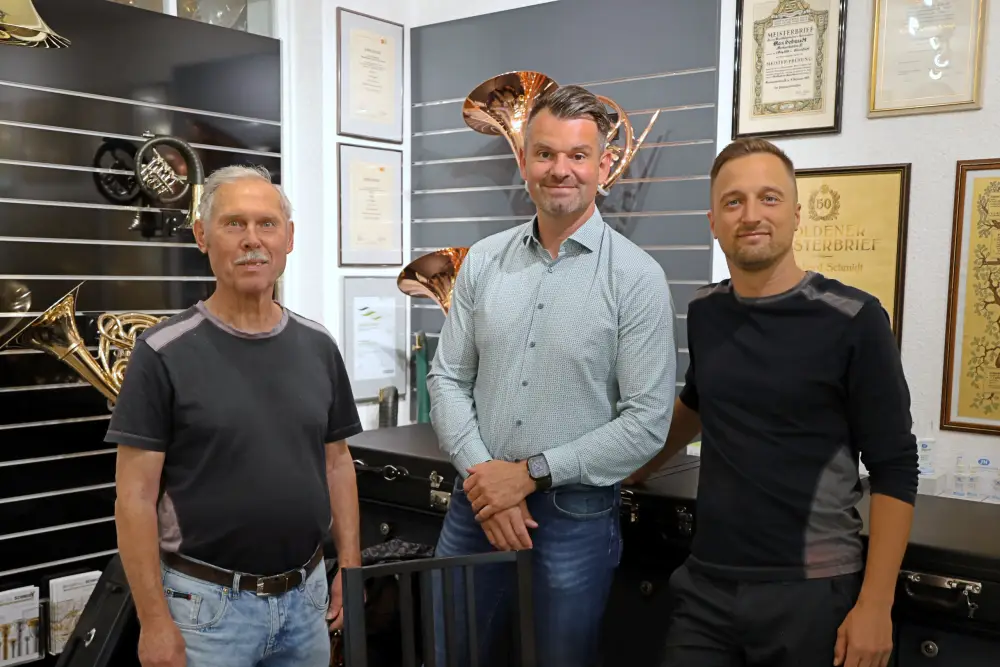 Bernhard Schmidt, Toni Meinel und Max Hertlein