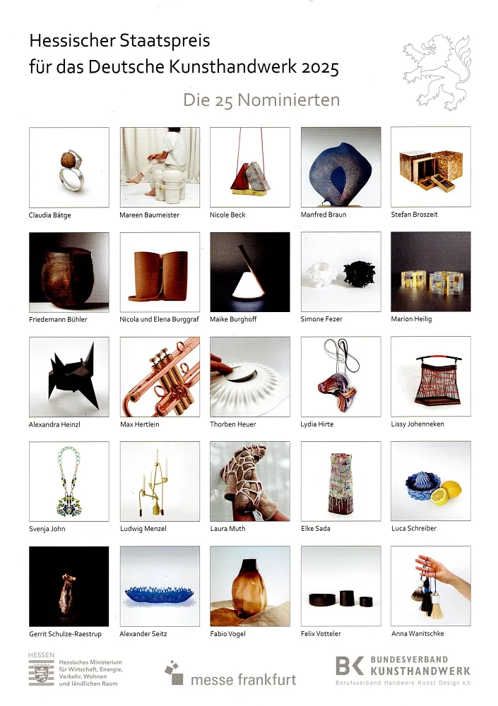 die Nominierten für den Hessischer Staatspreis Kunsthandwerk
