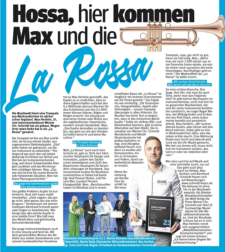 Artikel BILD-Zeitung La rossa und Max Hertlein