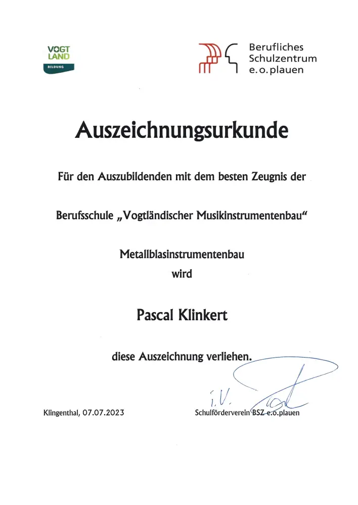 Auszeichnung Ausbildung 