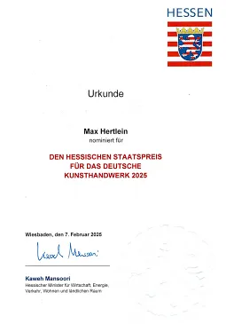 Nominierung Hessischer Staatspreis Kunsthandwerk 2025