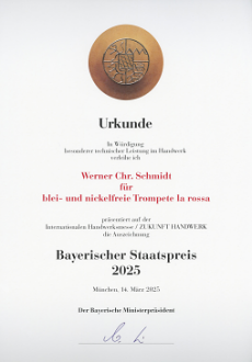 Urkunde Bayerischer Staatspreis 2025